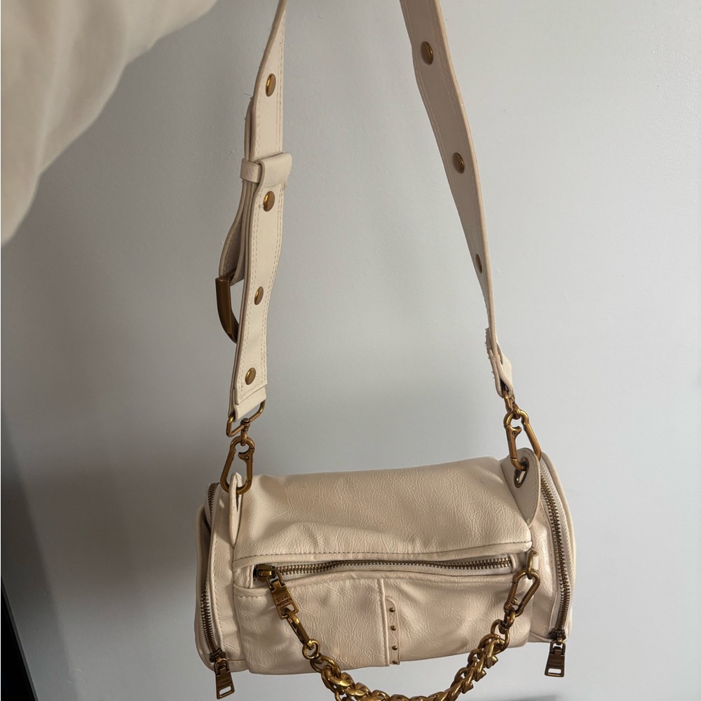 Steve Madden Cream Shoulder Bag with Gold Chain